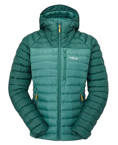 Image of Rab Women's Microlight Alpine 700-Fill Down Hooded Puffer Jacket for Hiking & Skiing, a Puffer Jacket available for $427.75 Buy now and save at Adventure Travel Gear