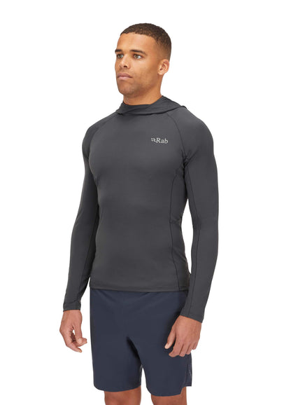 Image of Rab Men's Sonic Hoody - Lightweight Breathable Baselayer Shirt for Hiking & Trail Running, a Men's Baselayer Shirt available for $101.50 Buy now and save at Adventure Travel Gear