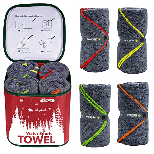 Image of 4Monster 4 Pack Microfiber Camping Towel Quick Dry Super Absorbent, a Microfiber Camping Towel available for $50.74 Buy now and save at Adventure Travel Gear