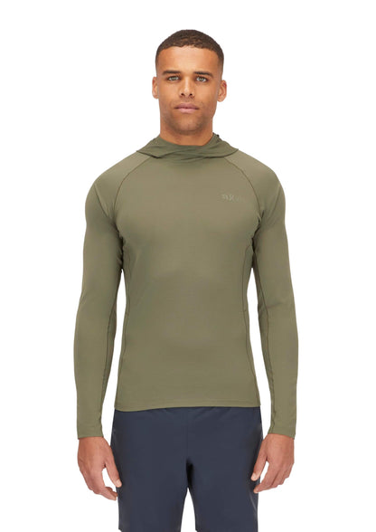 Image of Rab Men's Sonic Hoody - Lightweight Breathable Baselayer Shirt for Hiking & Trail Running, a Men's Baselayer Shirt available for $101.50 Buy now and save at Adventure Travel Gear