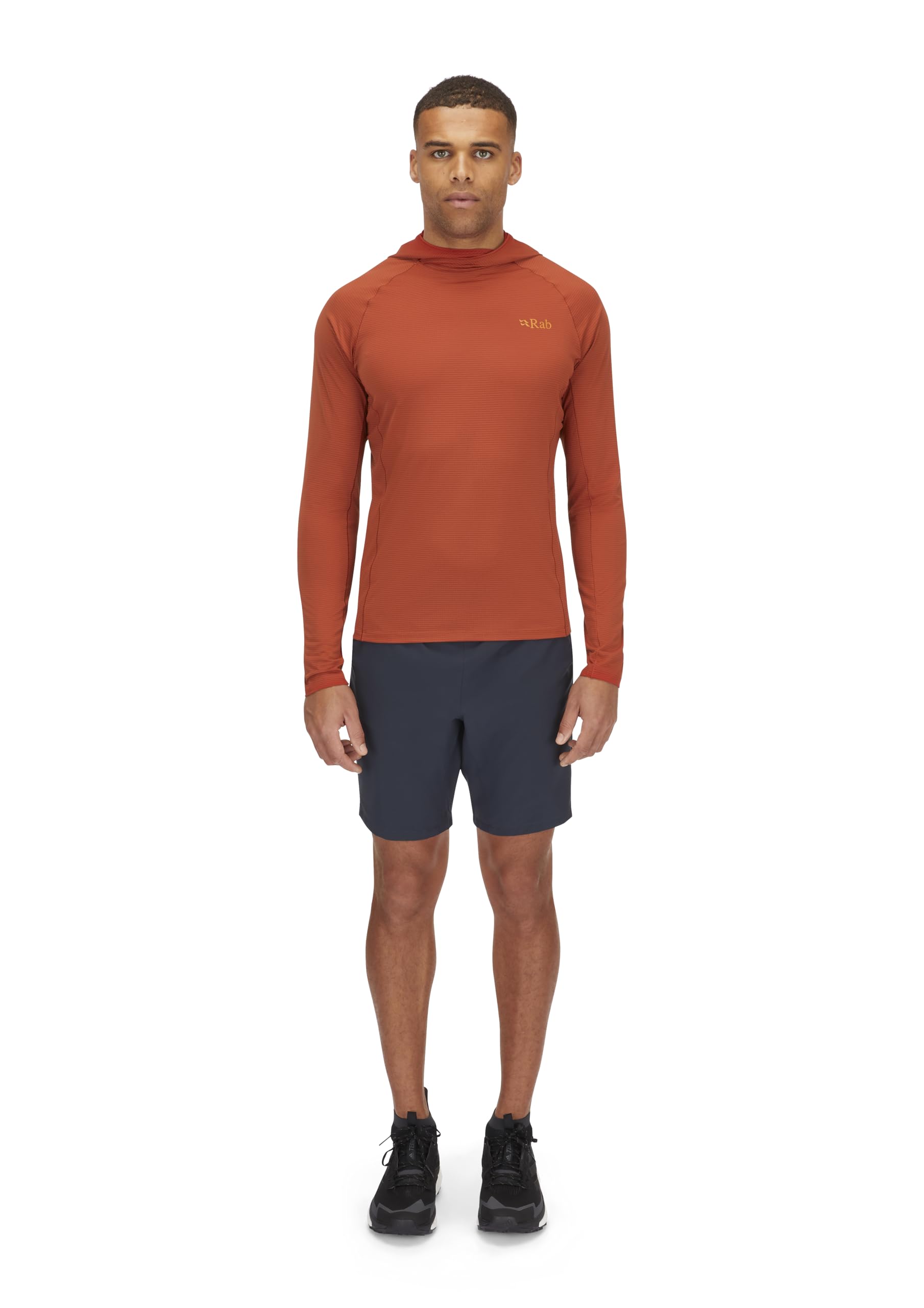 Image of Rab Men's Sonic Hoody - Lightweight Breathable Baselayer Shirt for Hiking & Trail Running, a Men's Baselayer Shirt available for $101.50 Buy now and save at Adventure Travel Gear