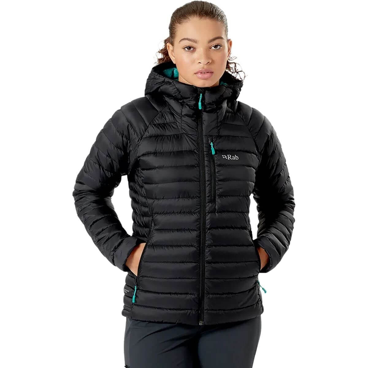 Image of Rab Women's Microlight Alpine 700-Fill Down Hooded Puffer Jacket for Hiking & Skiing, a Puffer Jacket available for $427.75 Buy now and save at Adventure Travel Gear