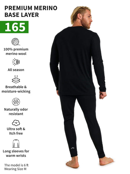 Image of Merino.tech Merino Wool Base Layer Mens Set - Thermal Underwear, a Men's Base Layer Set available for $123.24 Buy now and save at Adventure Travel Gear