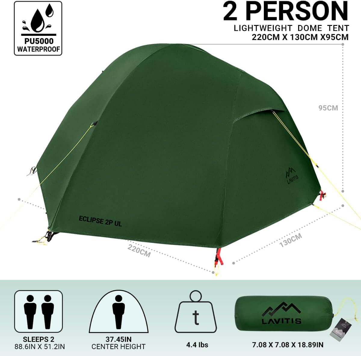 Image of 2 Person Lightweight Backpacking Tent, Ultralight Portable 20D Waterproof Nylon Tent for Camping, a Backpacking Tent available for $376.99 Buy now and save at Adventure Travel Gear