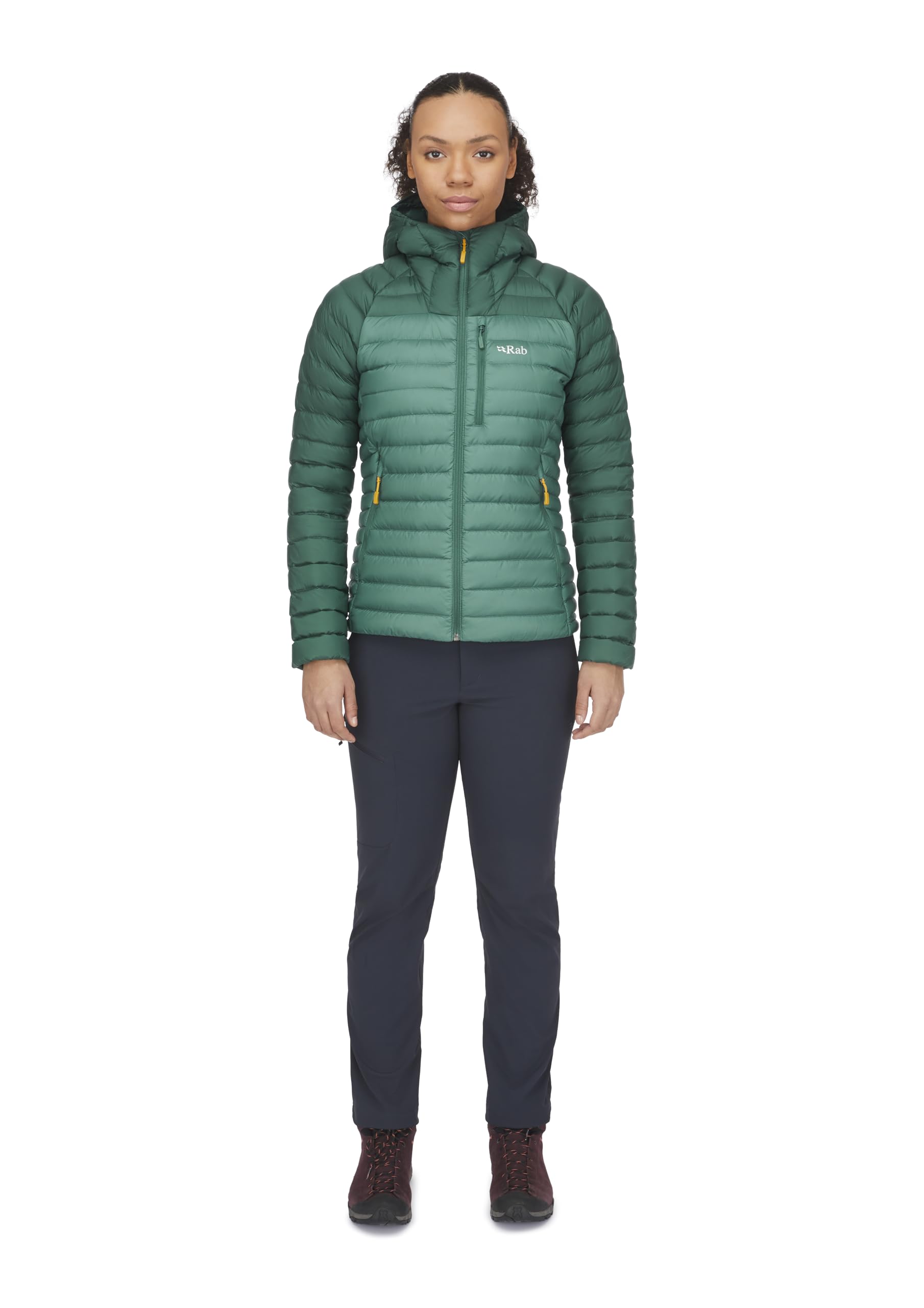 Image of Rab Women's Microlight Alpine 700-Fill Down Hooded Puffer Jacket for Hiking & Skiing, a Puffer Jacket available for $427.75 Buy now and save at Adventure Travel Gear