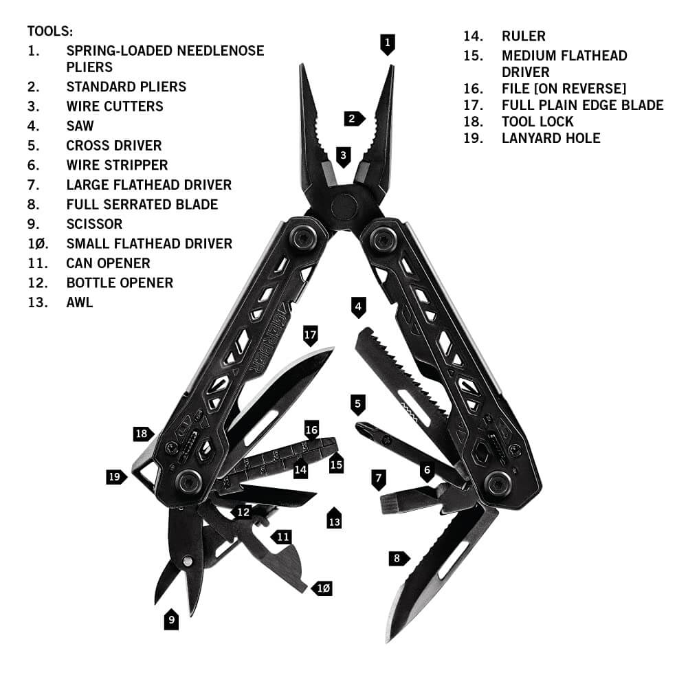 Image of Gerber Gear Truss 17-in-1 EDC Needle Nose Pliers Multi tool, a Multifunction Tool available for $87.00 Buy now and save at Adventure Travel Gear