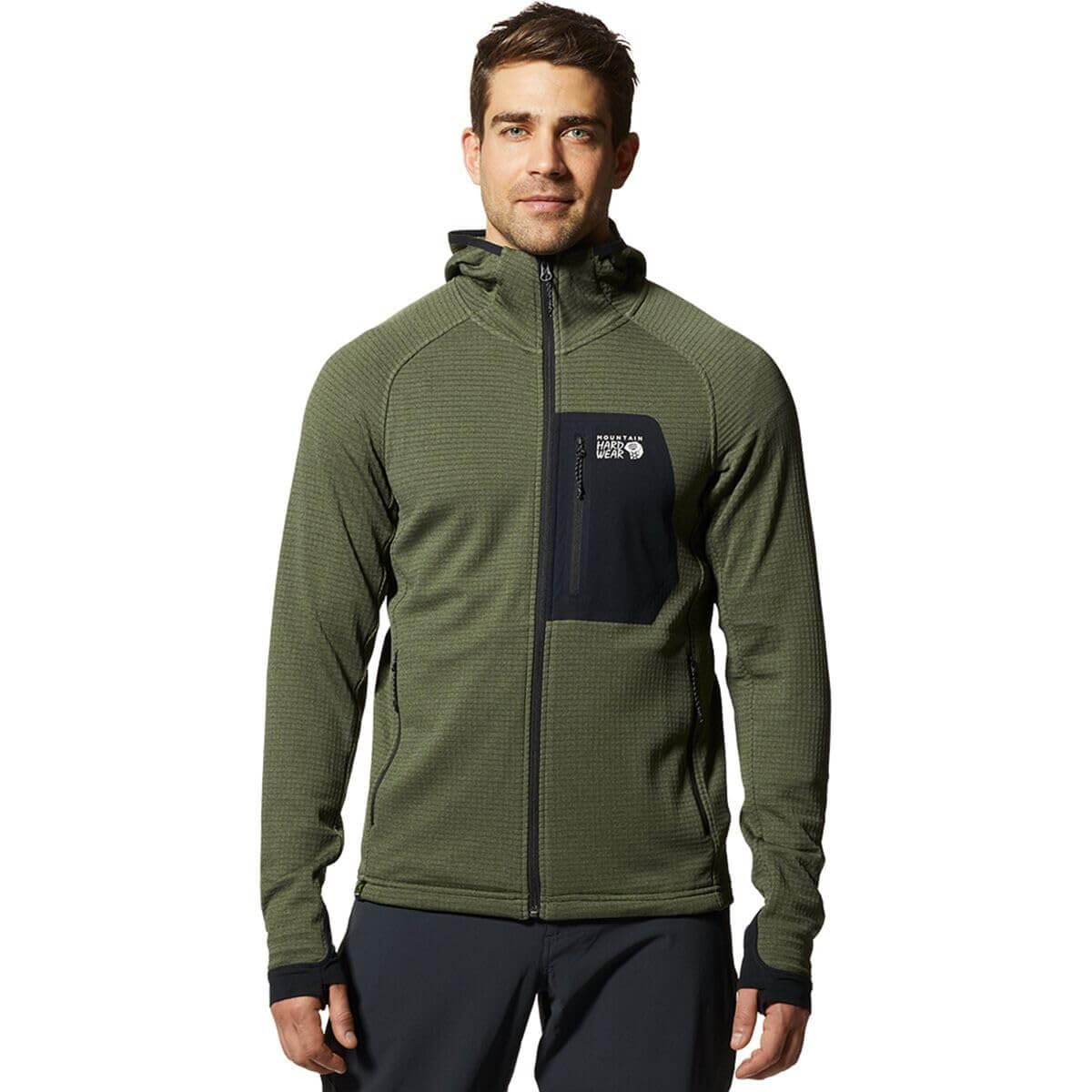 Image of Mountain Hardwear Men's Polartec Power Grid Full Zip Hoody, a Men's Mid Layer available for $232.00 Buy now and save at Adventure Travel Gear