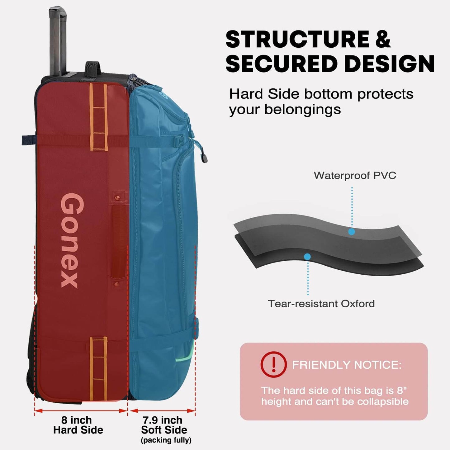 Image of Gonex Rolling Duffle Bag with Wheels, 100L Water Repellent, a Duffel Bag available for $226.19 Buy now and save at Adventure Travel Gear