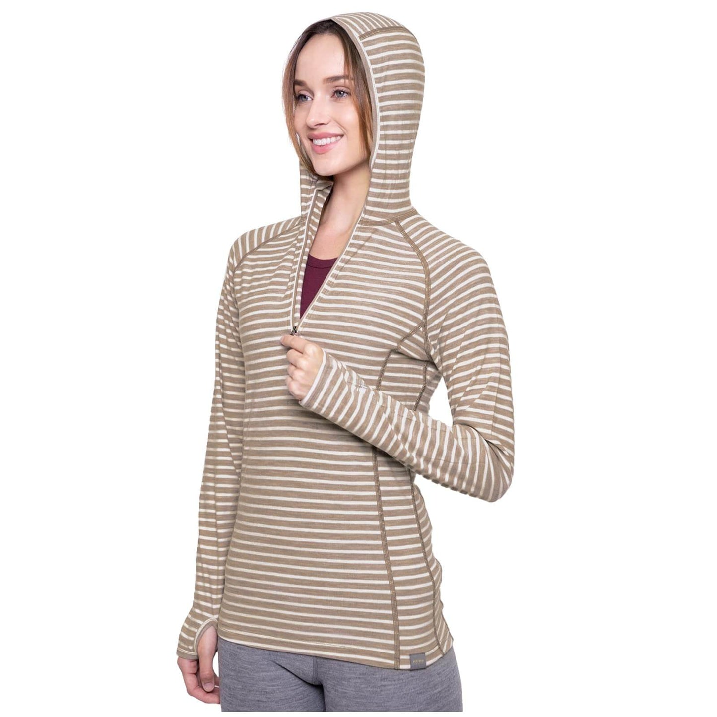 Image of MERIWOOL Women’s Base Layer Hoodie Lightweight Merino Wool Long Sleeve Thermal, a Women's Base Layer Hoodie available for $92.80 Buy now and save at Adventure Travel Gear