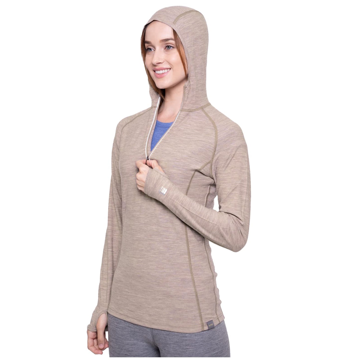 Image of MERIWOOL Women’s Base Layer Hoodie Lightweight Merino Wool Long Sleeve Thermal, a Women's Base Layer Hoodie available for $92.80 Buy now and save at Adventure Travel Gear