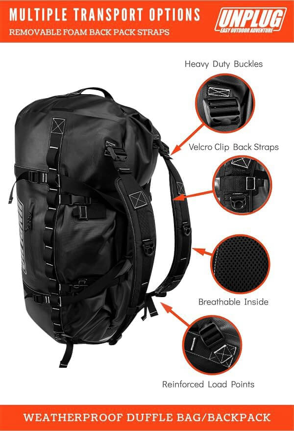 Image of UNPLUG Ultimate Adventure Bag -1680D Heavy Duty Waterproof Travel Duffel Bags, a Duffel Bag available for $231.99 Buy now and save at Adventure Travel Gear