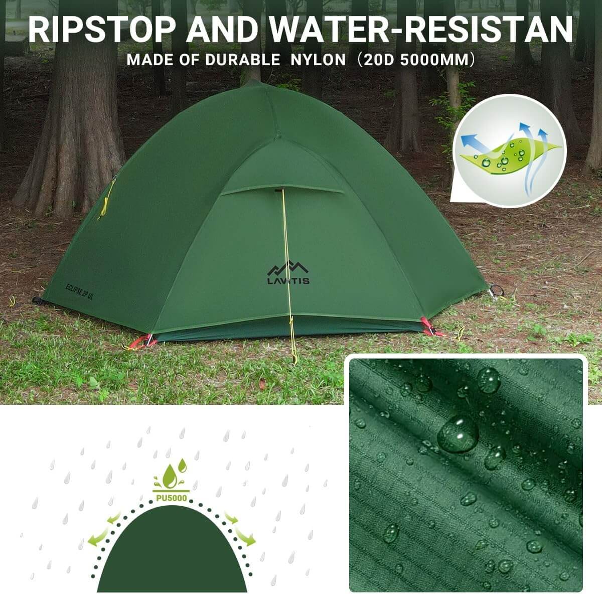 Image of 2 Person Lightweight Backpacking Tent, Ultralight Portable 20D Waterproof Nylon Tent for Camping, a Backpacking Tent available for $376.99 Buy now and save at Adventure Travel Gear