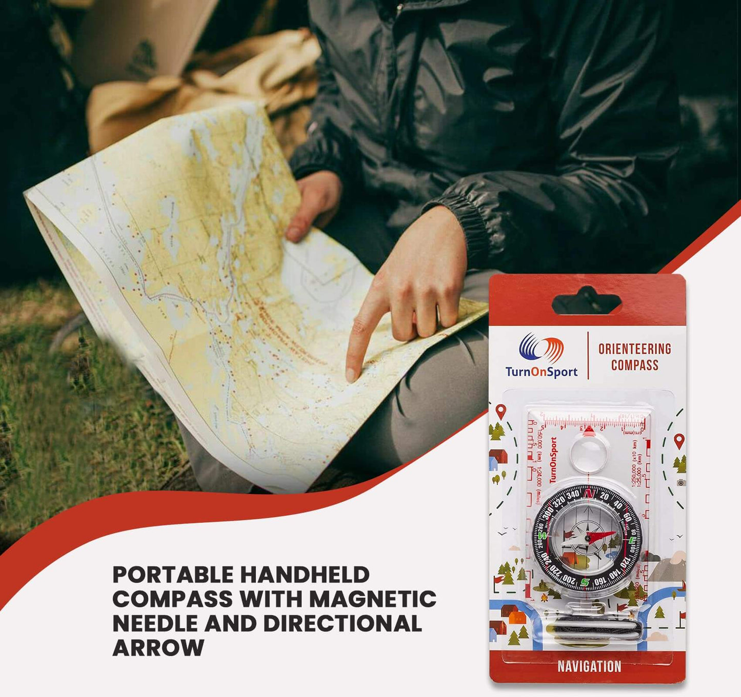 Image of Orienteering Compass Hiking Backpacking Compass, a Magnetic Navigational Compasses available for $14.47 Buy now and save at Adventure Travel Gear