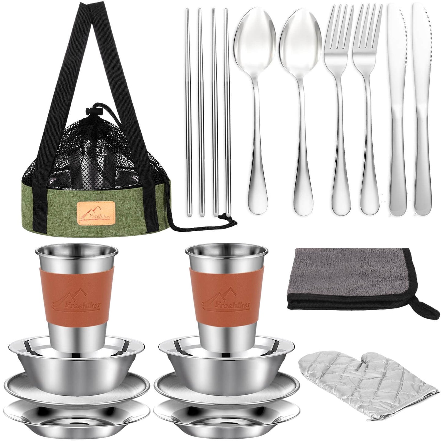 Image of Freehiker Camping Mess Kit - 1 to 2 persons Dinnerware Set, a Camping Mess Kit available for $47.84 Buy now and save at Adventure Travel Gear