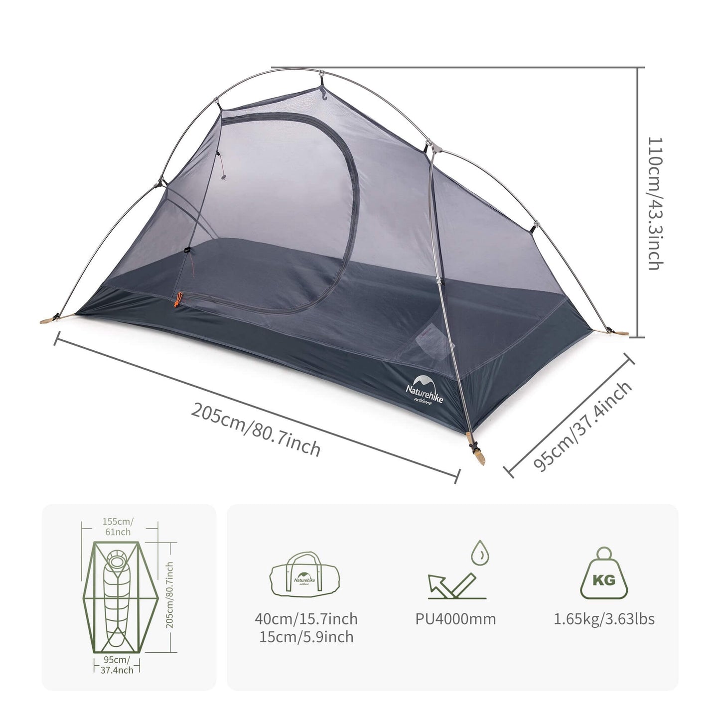 Image of Naturehike Bikepacking 1 Person Tent, Waterproof Easy Set up Free Standing, a Tent available for $123.24 Buy now and save at Adventure Travel Gear