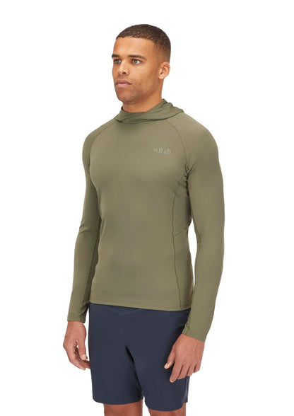 Image of Rab Men's Sonic Hoody - Lightweight Breathable Baselayer Shirt for Hiking & Trail Running, a Men's Baselayer Shirt available for $101.50 Buy now and save at Adventure Travel Gear