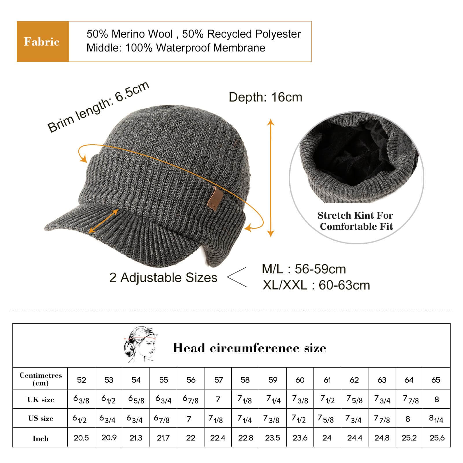 Image of TOP-EX Merino Wool Waterproof All Weather Brim Beanie, a Beanie available for $48.71 Buy now and save at Adventure Travel Gear