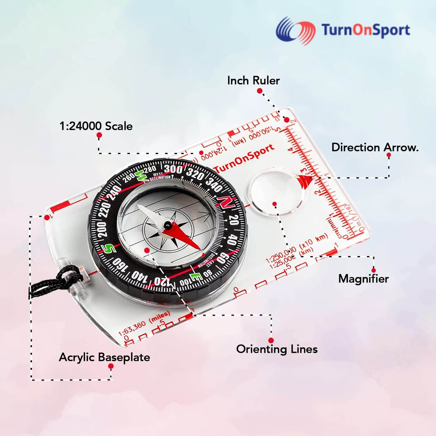 Image of Orienteering Compass Hiking Backpacking Compass, a Magnetic Navigational Compasses available for $14.47 Buy now and save at Adventure Travel Gear