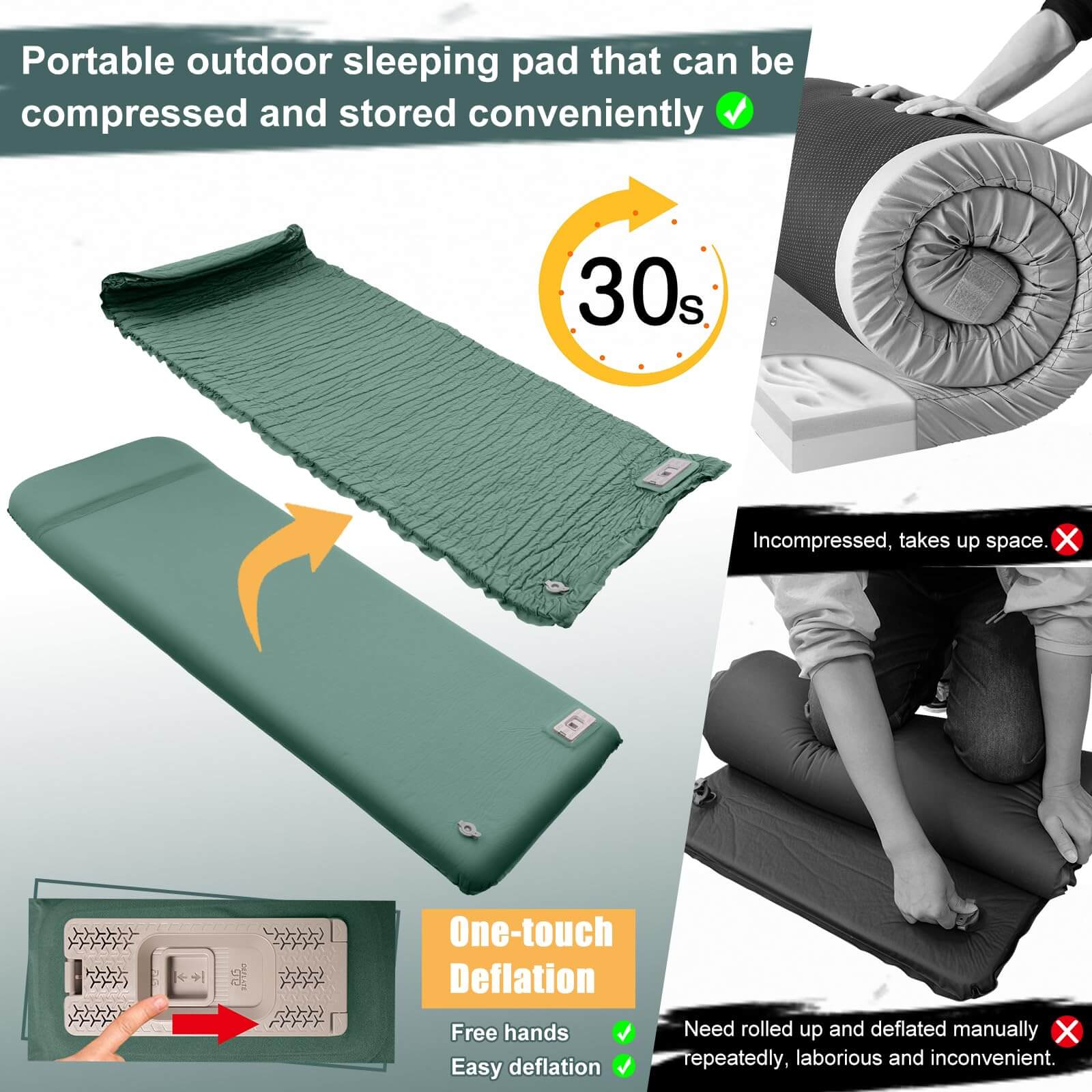 Image of Self Inflating Sleeping Pad with Electric Pump, 3.14" Ultra-Thick, a Sleeping Pad available for $115.99 Buy now and save at Adventure Travel Gear