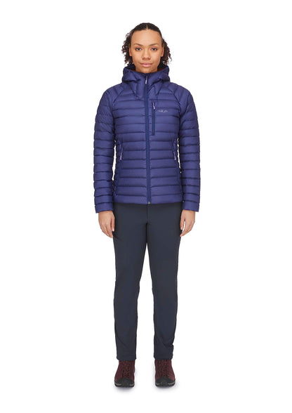 Image of Rab Women's Microlight Alpine 700-Fill Down Hooded Puffer Jacket for Hiking & Skiing, a Puffer Jacket available for $427.75 Buy now and save at Adventure Travel Gear