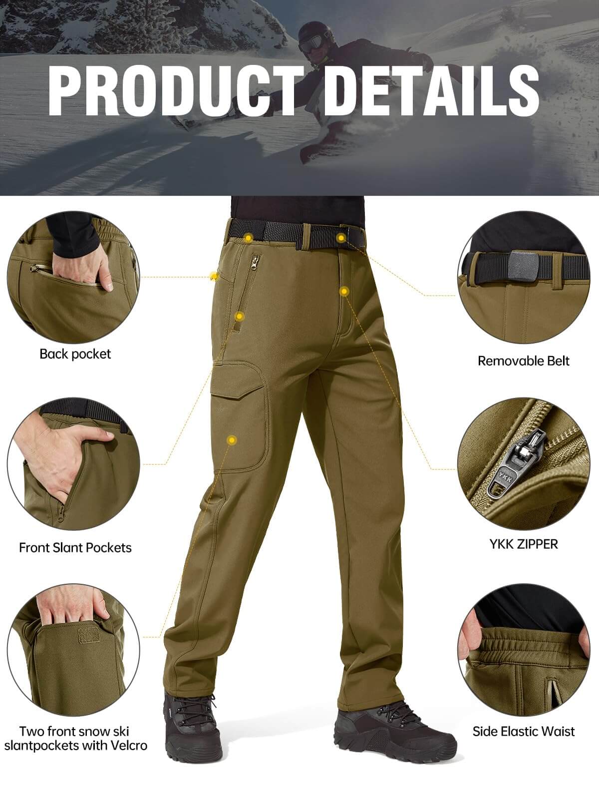 Image of FREE SOLDIER Men's Outdoor Softshell Fleece Lined Cargo Pants, a Pants available for $65.24 Buy now and save at Adventure Travel Gear