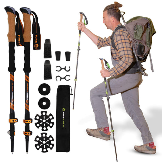 Image of Pike Trail Trekking Poles - Lightweight Carbon Fiber Collapsible Sticks for Walking and Hiking, a Hiking Poles available for $114.61 Buy now and save at Adventure Travel Gear