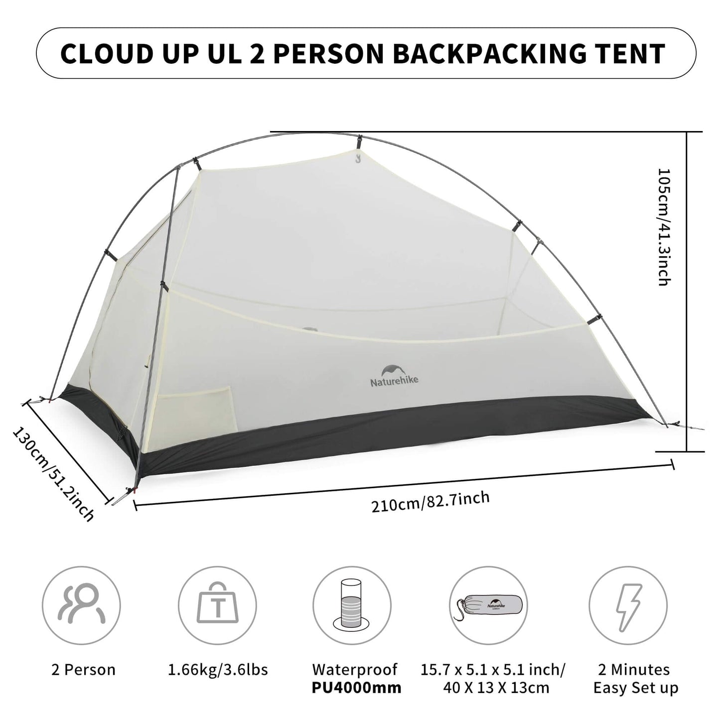 Image of Naturehike Cloud-Up 2 Person Tent Lightweight Backpacking Tent, a Tent available for $230.55 Buy now and save at Adventure Travel Gear