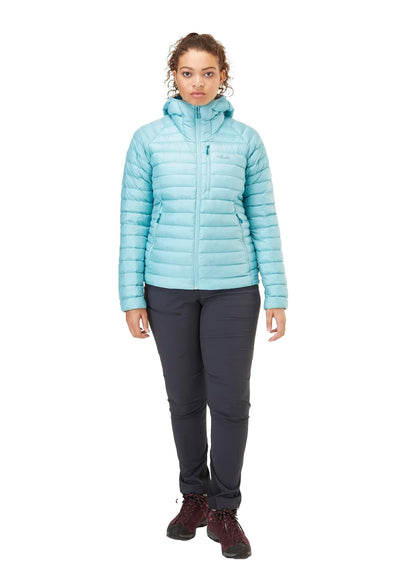 Image of Rab Women's Microlight Alpine 700-Fill Down Hooded Puffer Jacket for Hiking & Skiing, a Puffer Jacket available for $427.75 Buy now and save at Adventure Travel Gear