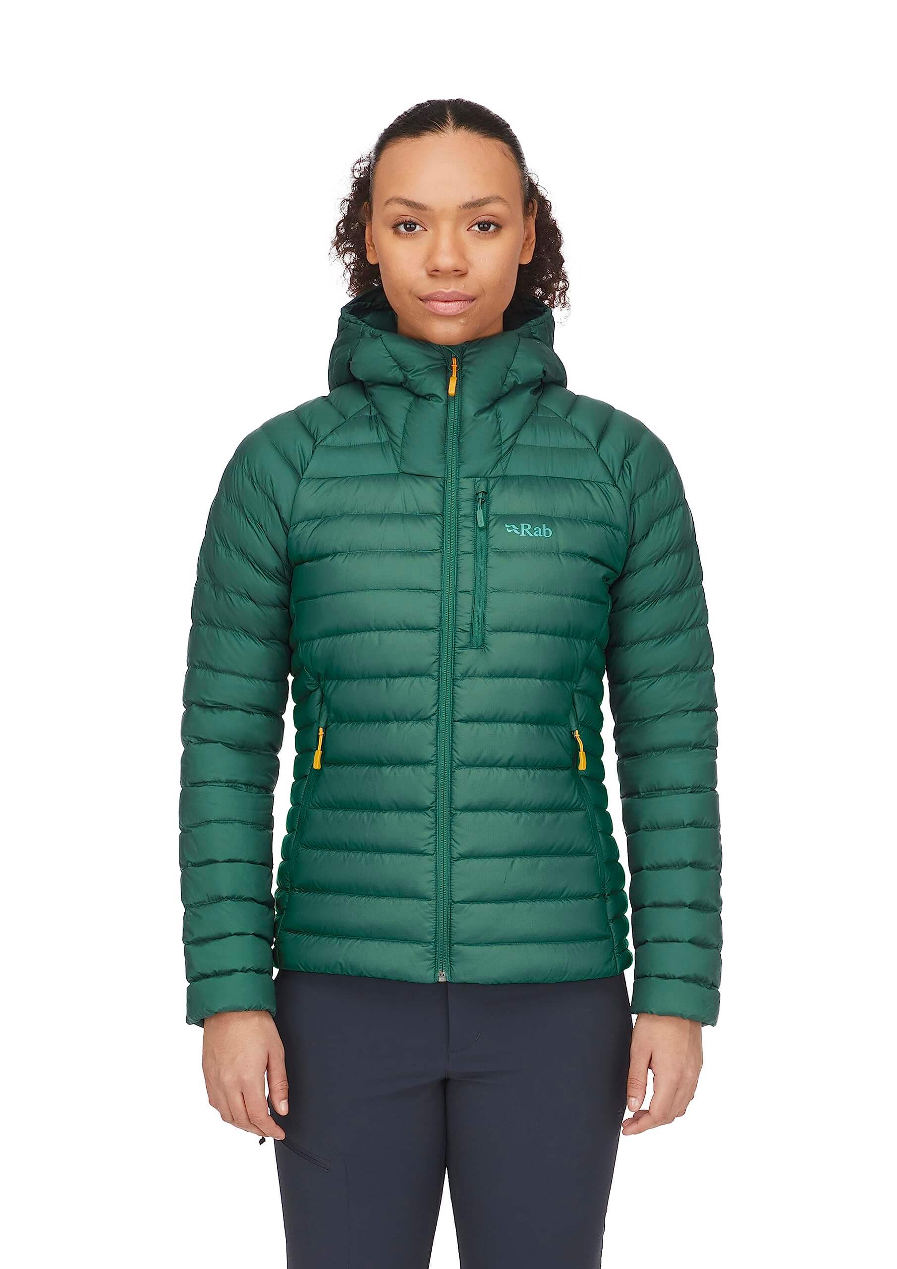 Image of Rab Women's Microlight Alpine 700-Fill Down Hooded Puffer Jacket for Hiking & Skiing, a Puffer Jacket available for $427.75 Buy now and save at Adventure Travel Gear