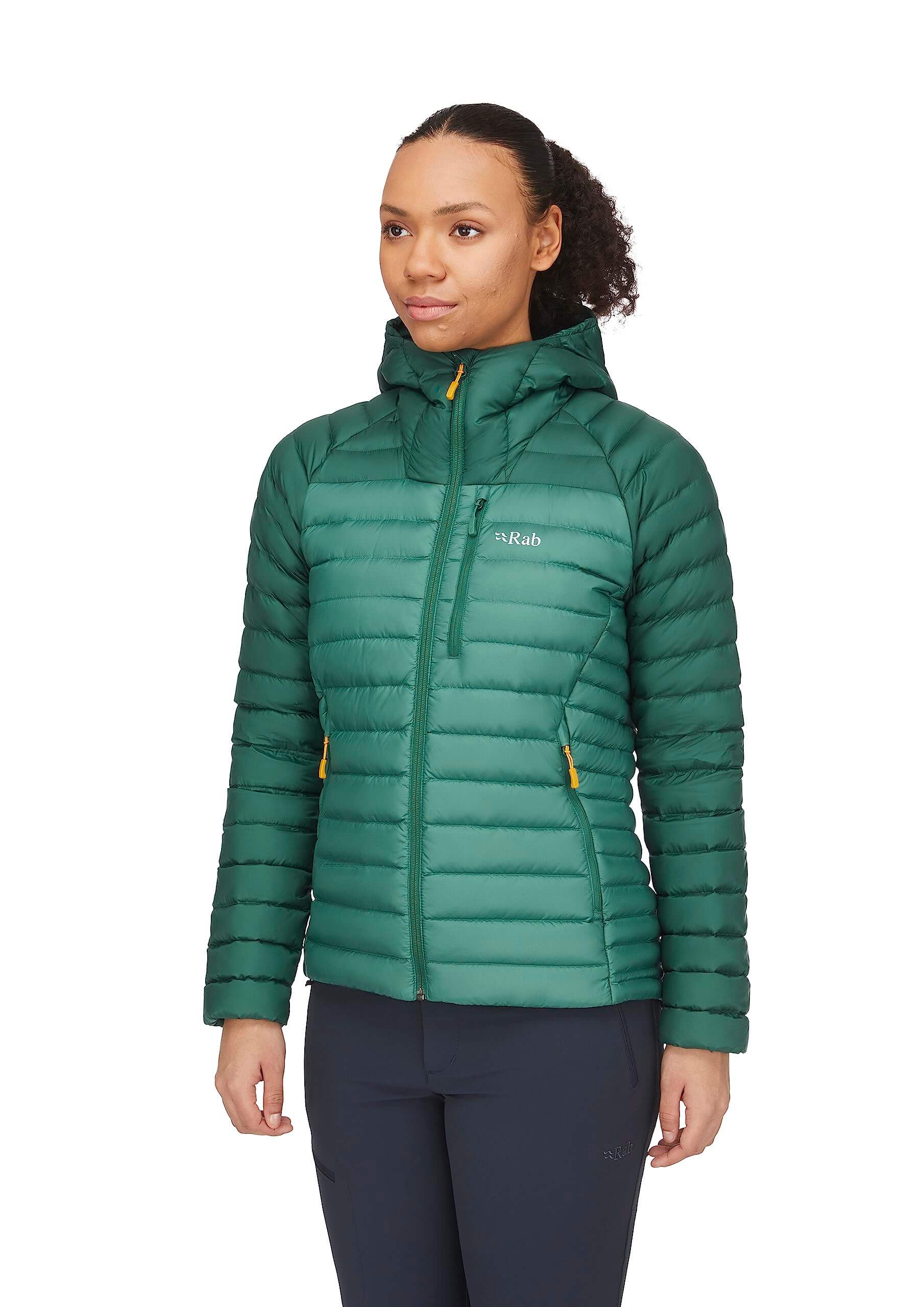 Image of Rab Women's Microlight Alpine 700-Fill Down Hooded Puffer Jacket for Hiking & Skiing, a Puffer Jacket available for $427.75 Buy now and save at Adventure Travel Gear