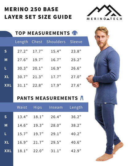 Image of Merino.tech Merino Wool Base Layer Mens Set - Thermal Underwear, a Men's Base Layer Set available for $123.24 Buy now and save at Adventure Travel Gear