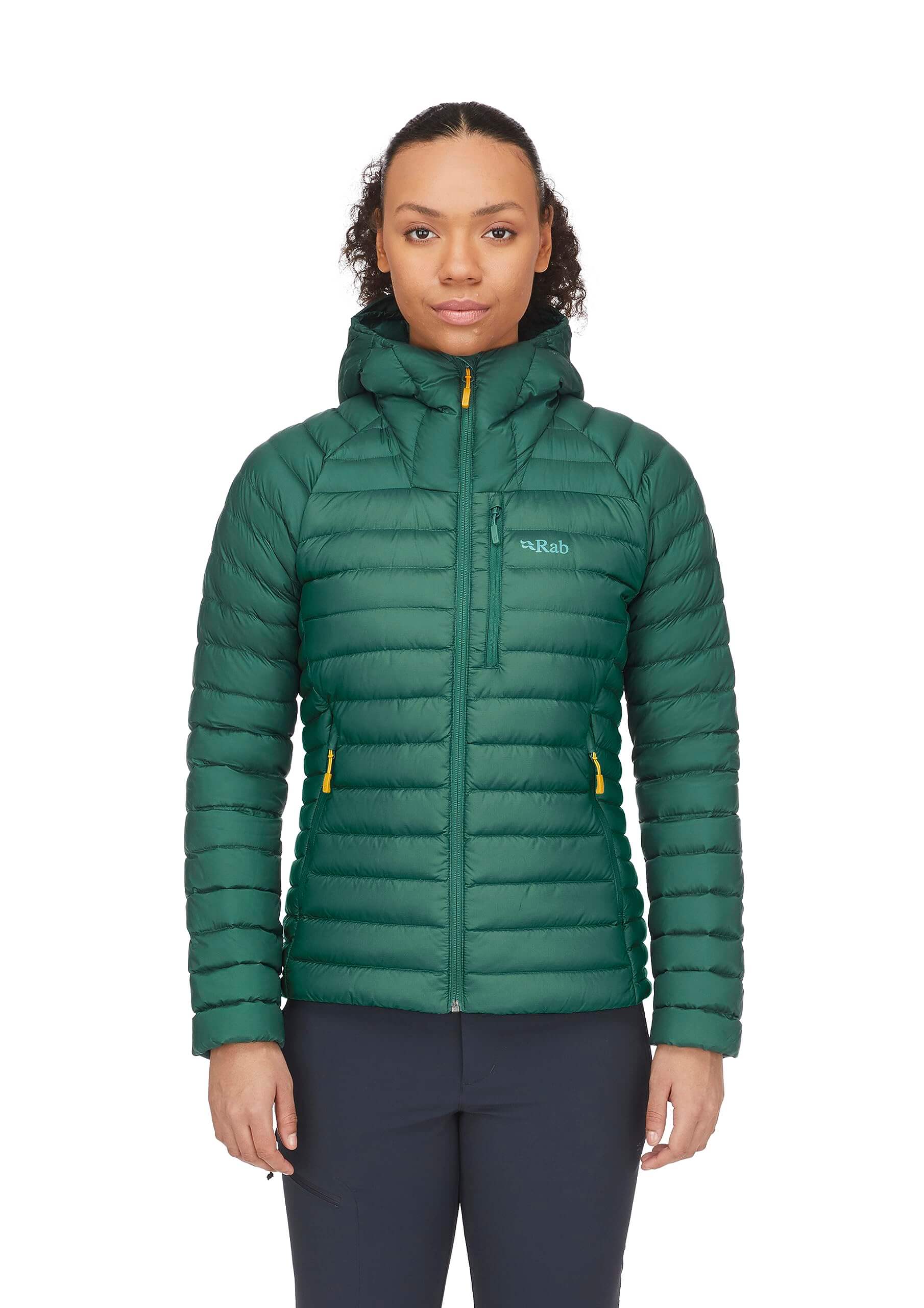 Image of Rab Women's Microlight Alpine 700-Fill Down Hooded Puffer Jacket for Hiking & Skiing, a Puffer Jacket available for $427.75 Buy now and save at Adventure Travel Gear