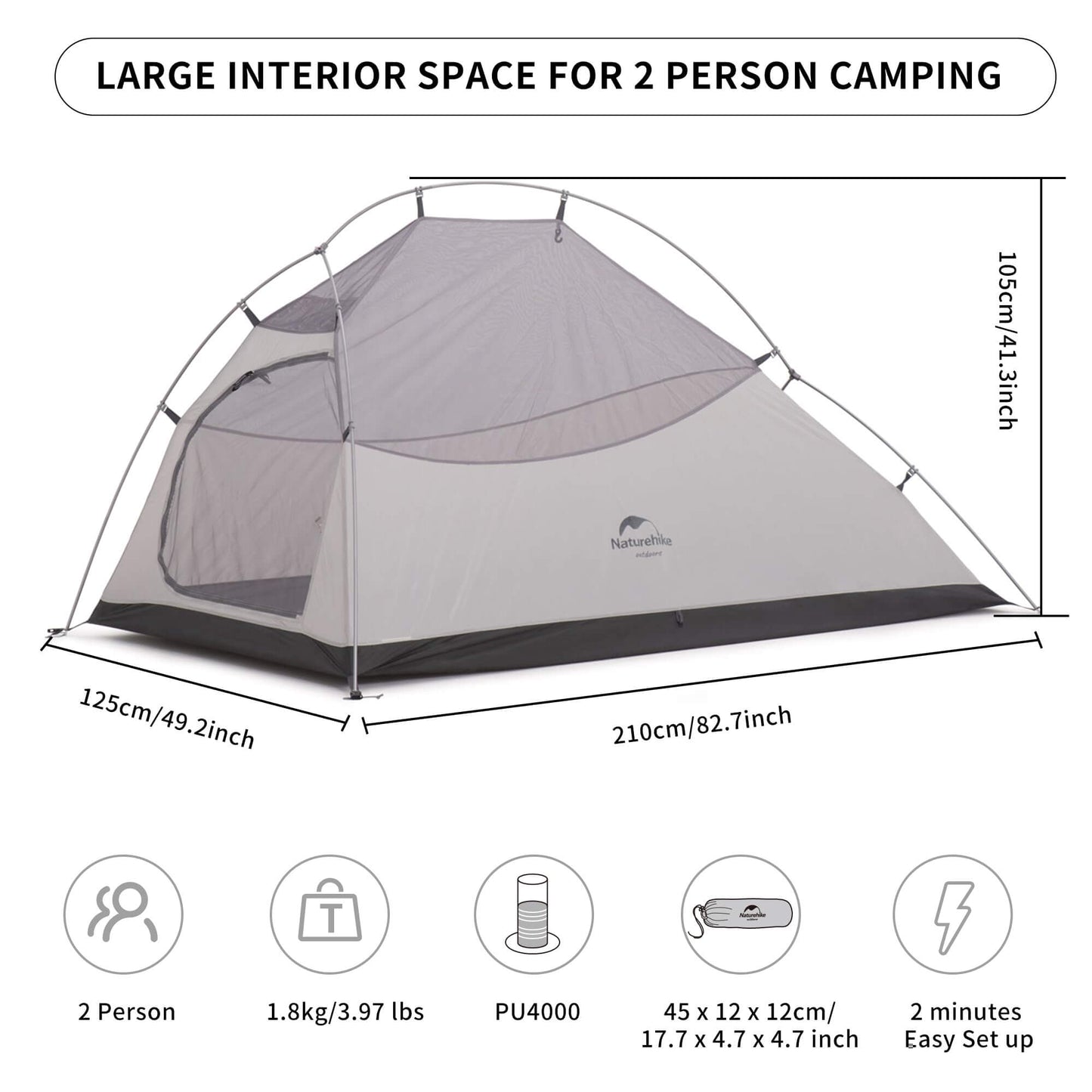 Image of Naturehike Cloud-Up 2 Person Tent Lightweight Backpacking Tent, a Tent available for $230.55 Buy now and save at Adventure Travel Gear