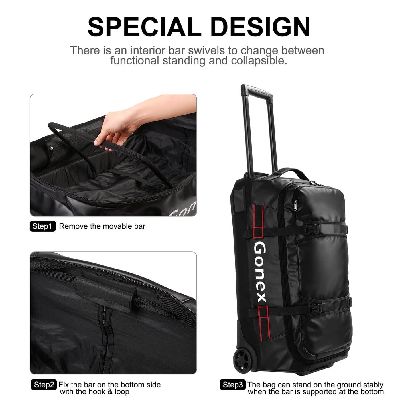 Image of Gonex Rolling Duffle Bag with Wheels, 100L Water Repellent, a Duffel Bag available for $226.19 Buy now and save at Adventure Travel Gear