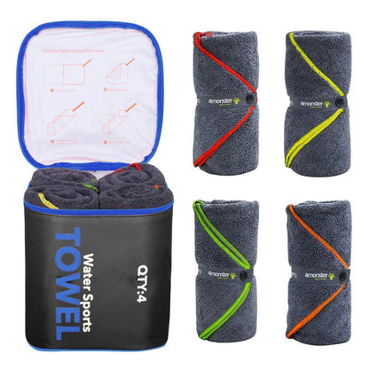 Image of 4Monster 4 Pack Microfiber Camping Towel Quick Dry Super Absorbent, a Microfiber Camping Towel available for $50.74 Buy now and save at Adventure Travel Gear