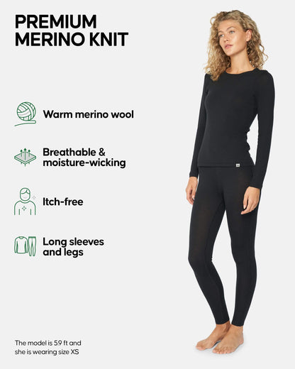 Image of DANISH ENDURANCE Women's Merino Wool Base Layer Set, Thermal Underwear for Women, Top and Bottom, a Women's Base Layer Set available for $144.93 Buy now and save at Adventure Travel Gear