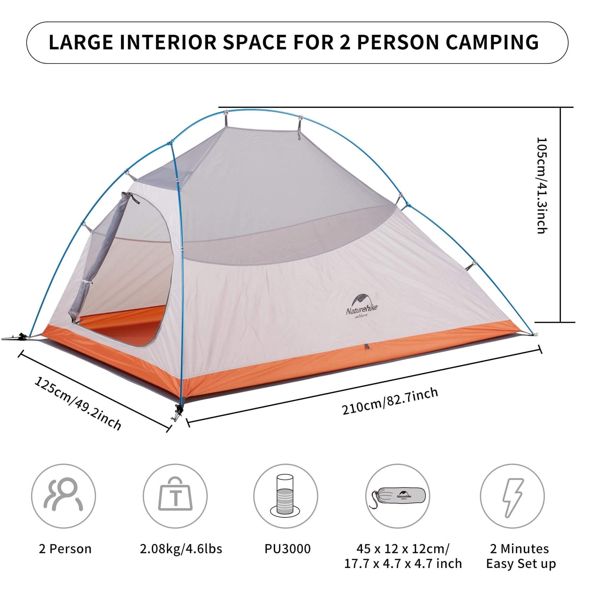 Image of Naturehike Cloud-Up 2 Person Tent Lightweight Backpacking Tent, a Tent available for $230.55 Buy now and save at Adventure Travel Gear