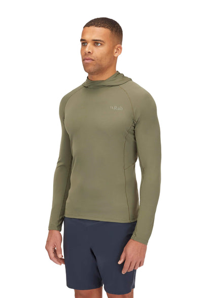 Image of Rab Men's Sonic Hoody - Lightweight Breathable Baselayer Shirt for Hiking & Trail Running, a Men's Baselayer Shirt available for $101.50 Buy now and save at Adventure Travel Gear