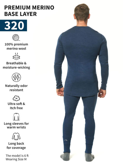 Image of Merino.tech Merino Wool Base Layer Mens Set - Thermal Underwear, a Men's Base Layer Set available for $123.24 Buy now and save at Adventure Travel Gear