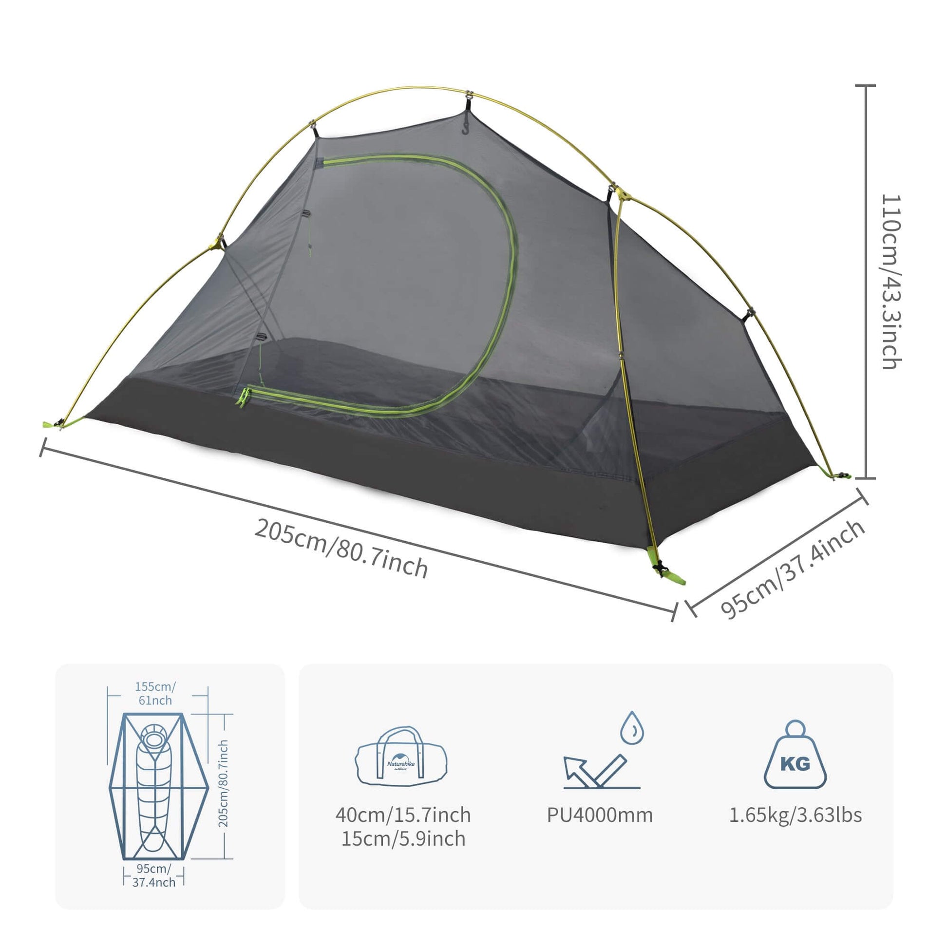 Image of Naturehike Bikepacking 1 Person Tent, Waterproof Easy Set up Free Standing, a Tent available for $123.24 Buy now and save at Adventure Travel Gear