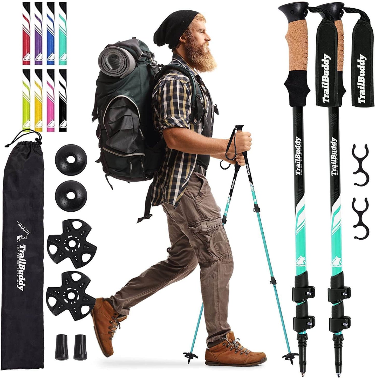 Image of TrailBuddy Trekking Poles - Lightweight, Collapsible Hiking Poles, a Hiking Poles available for $57.99 Buy now and save at Adventure Travel Gear