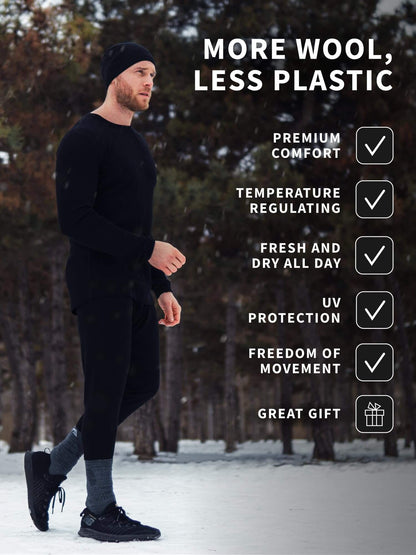 Image of Merino.tech Merino Wool Base Layer Mens Set - Thermal Underwear, a Men's Base Layer Set available for $123.24 Buy now and save at Adventure Travel Gear