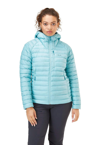 Image of Rab Women's Microlight Alpine 700-Fill Down Hooded Puffer Jacket for Hiking & Skiing, a Puffer Jacket available for $280.56 Buy now and save at Adventure Travel Gear