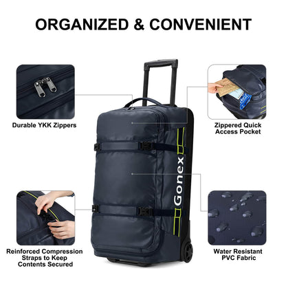 Image of Gonex Rolling Duffle Bag with Wheels, 100L Water Repellent, a Duffel Bag available for $226.19 Buy now and save at Adventure Travel Gear