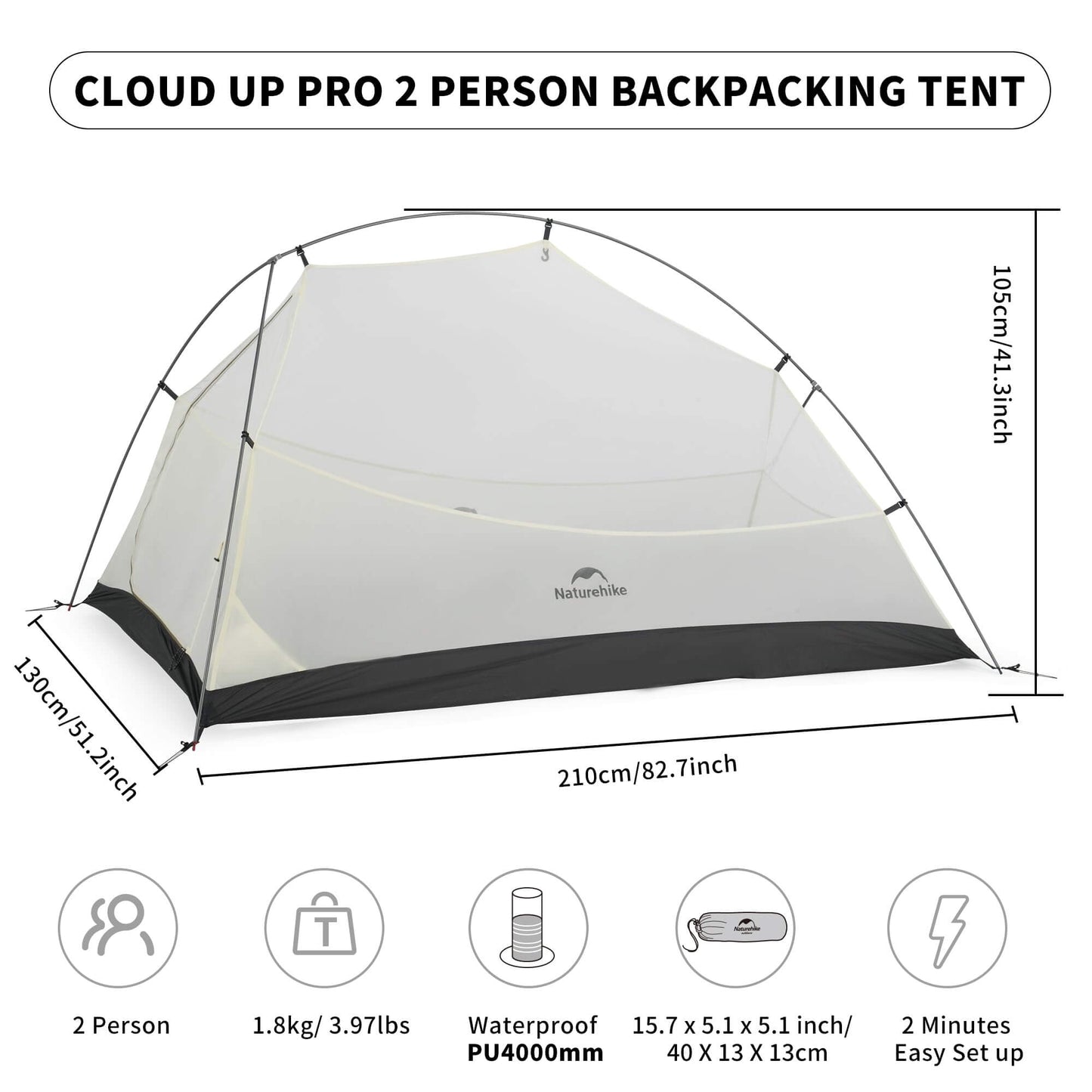 Image of Naturehike Cloud-Up 2 Person Tent Lightweight Backpacking Tent, a Tent available for $230.55 Buy now and save at Adventure Travel Gear