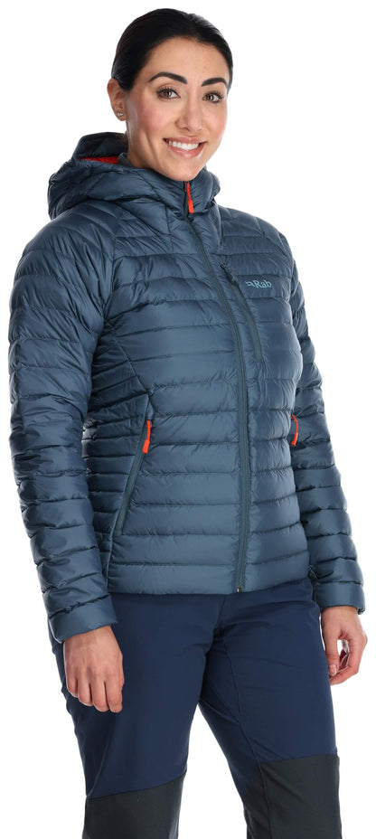 Image of Rab Women's Microlight Alpine 700-Fill Down Hooded Puffer Jacket for Hiking & Skiing, a Puffer Jacket available for $427.75 Buy now and save at Adventure Travel Gear