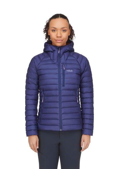 Image of Rab Women's Microlight Alpine 700-Fill Down Hooded Puffer Jacket for Hiking & Skiing, a Puffer Jacket available for $427.75 Buy now and save at Adventure Travel Gear