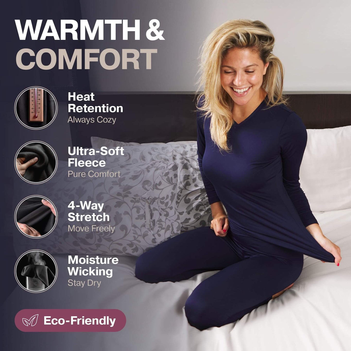 Image of Thermajane Long Johns Thermal Underwear for Women Fleece Lined Base Layer, a Women's Base Layer Set available for $28.99 Buy now and save at Adventure Travel Gear