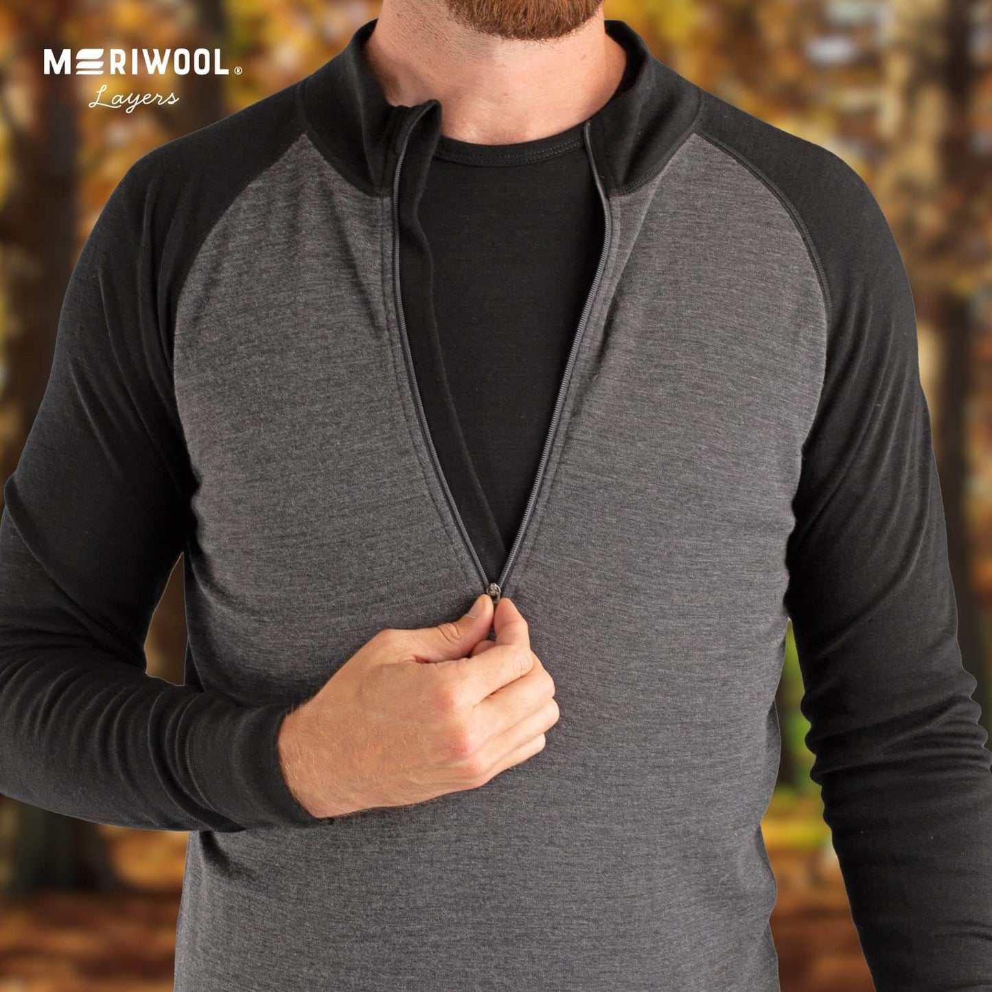 Image of MERIWOOL Mens Base Layer 100% Merino Wool Midweight 250g Half Zip Sweater for Men, a Men's Base Layer Sweater available for $131.95 Buy now and save at Adventure Travel Gear