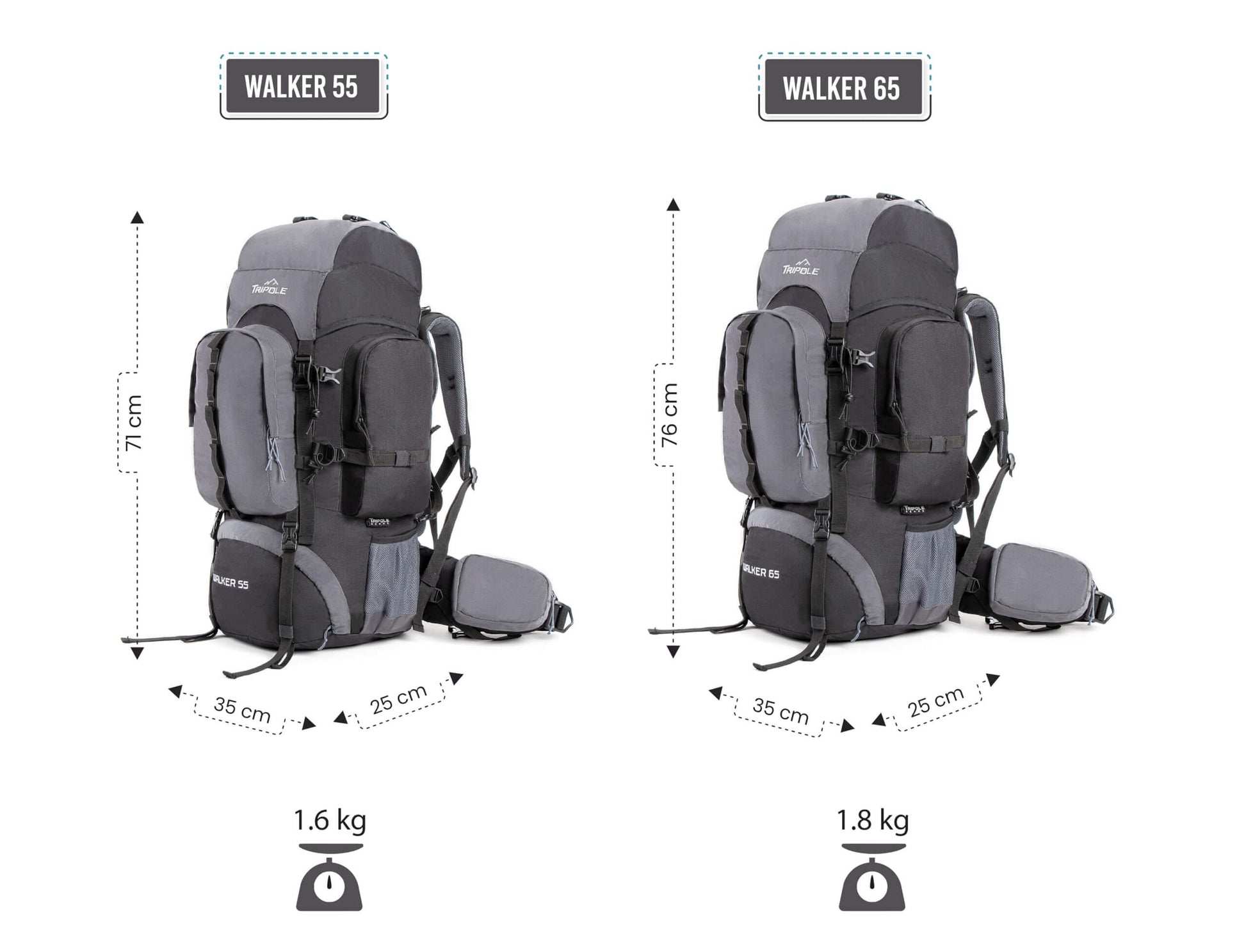 Image of Tripole Walker 65 Litres Rucksack Internal Frame, a backpack available for $94.25 Buy now and save at Adventure Travel Gear